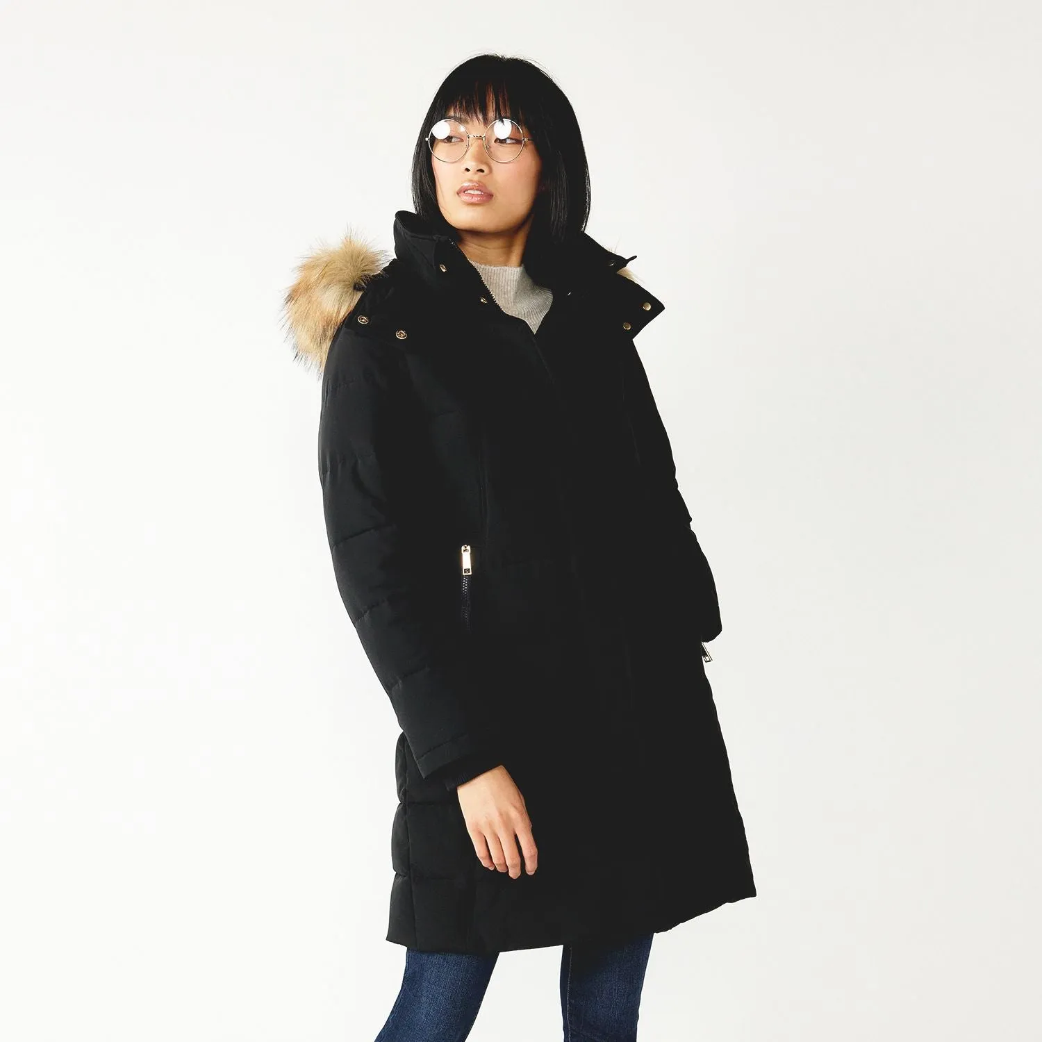 Women's Nine West Storm Weather Faux-Fur Hood Puffer Coat