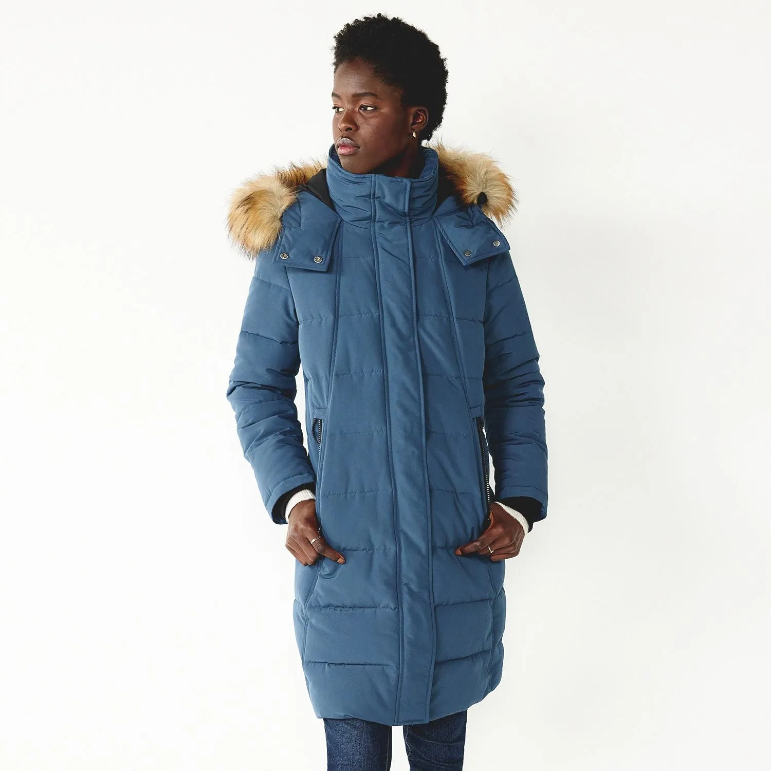 Women's Nine West Storm Weather Faux-Fur Hood Puffer Coat
